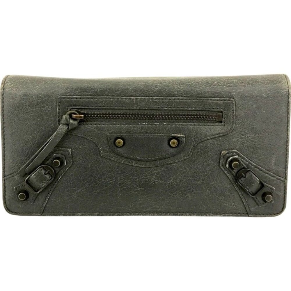 354164BW (L1) Balenciaga Wallet Long Gray Leather